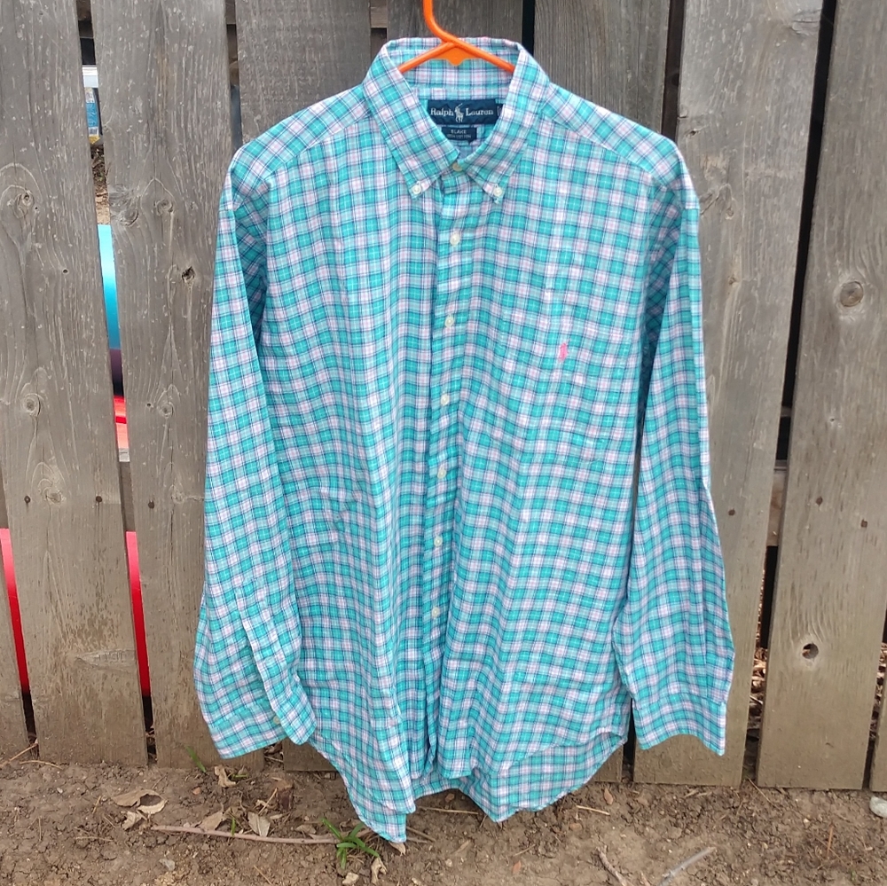 Ralph Lauren Long Sleeve Button Down M Blue/Pink